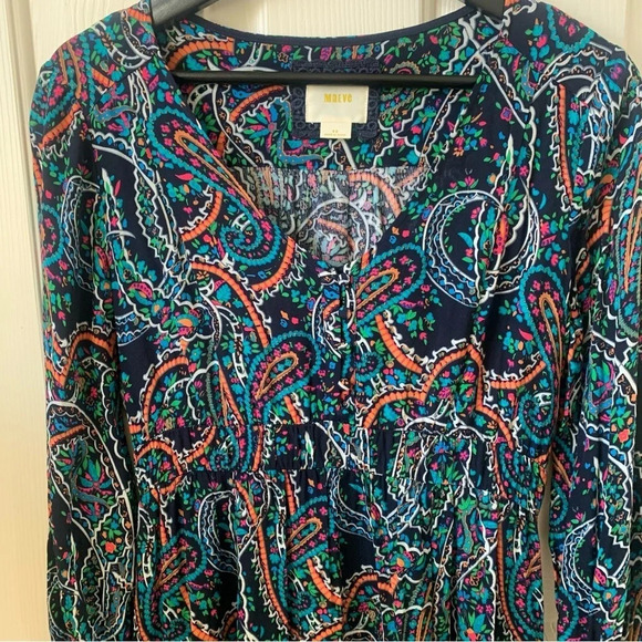 Maeve by Anthropologie Maplewood Neon multicolor Dress Paisley XS - Picture 4 of 9